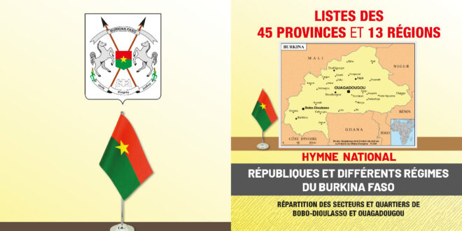 Livret en vente sur les listes des 45 provinces , 13 régions ,différents régimes politiques du Burkina Faso